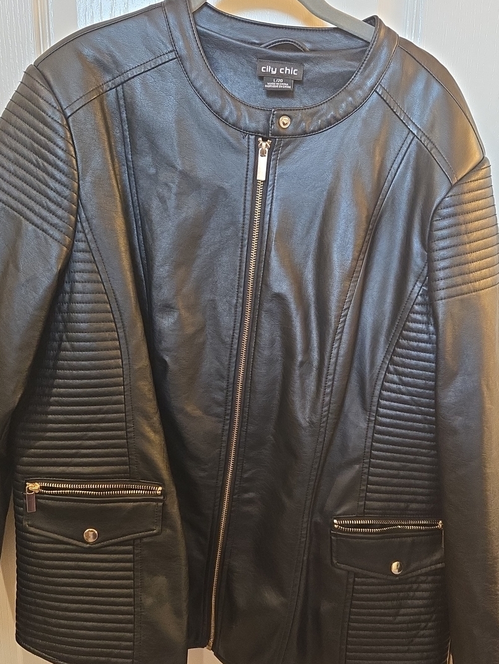 City Chic Black Quilted Faux Leather Moto Jacket